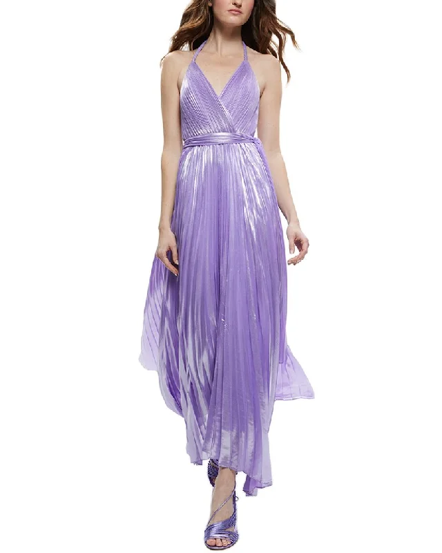 alice + olivia Arista Pleated Maxi Dress Cozy Maxi Dress with Slit