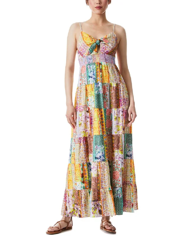 alice + olivia Karolina Linen-Blend Maxi Dress Comfortable Fit-and-Flare Maxi Dress