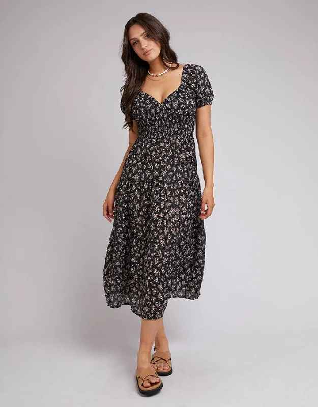 ALL ABOUT EVE MAYA FLORAL MAXI DRESS BLACK Trendy V-Neck Maxi Dress