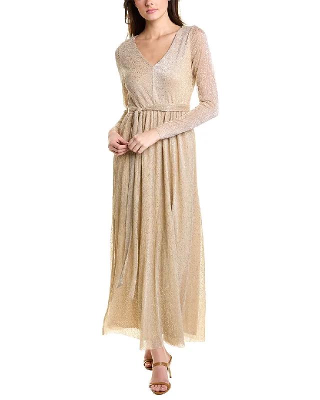 Anne Klein Metallic Maxi Dress Classic Solid Maxi Dress