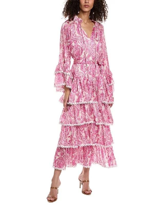 Beulah Tiered Maxi Dress Elegant Lace-Up Maxi Dress