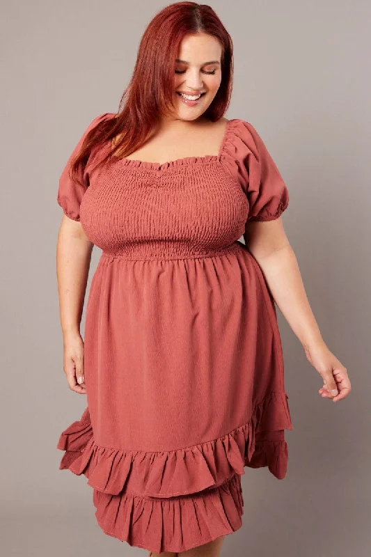 Brown Shirred Mini Dress Sweetheart Neck Elegant Velvet Mini Dress