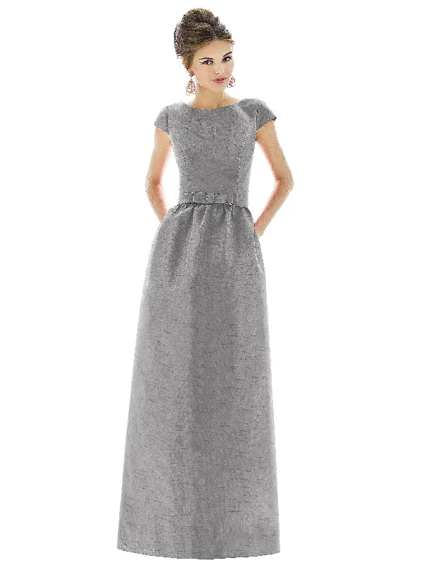 Cap Sleeve V-Back Maxi Dress with Pockets Stylish Maxi Dress with Pleats