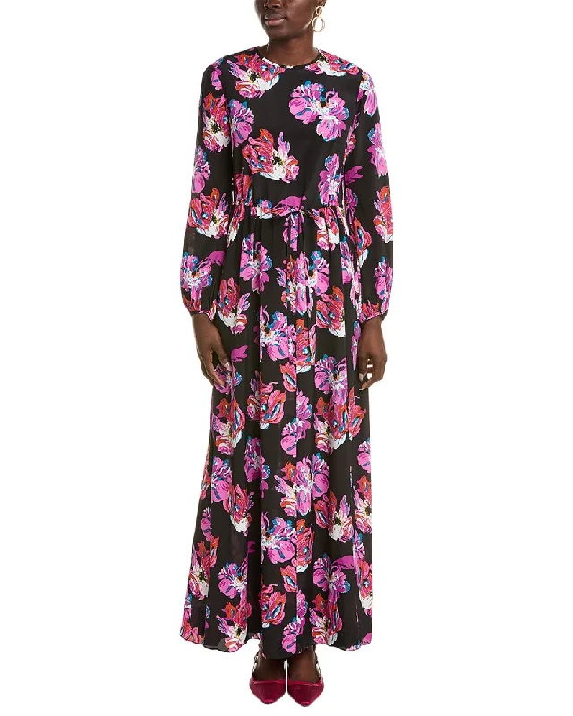 Diane von Furstenberg Sydney Silk-Blend Maxi Dress Elegant Lace-Up Maxi Dress