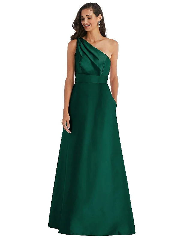 Draped One-Shoulder Satin Maxi Dress with Pockets Comfortable Maxi Dress with Sleeves Draped One-Shoulder Satin Maxi Dress with Pockets Comfortable Maxi Dress with Sleeves