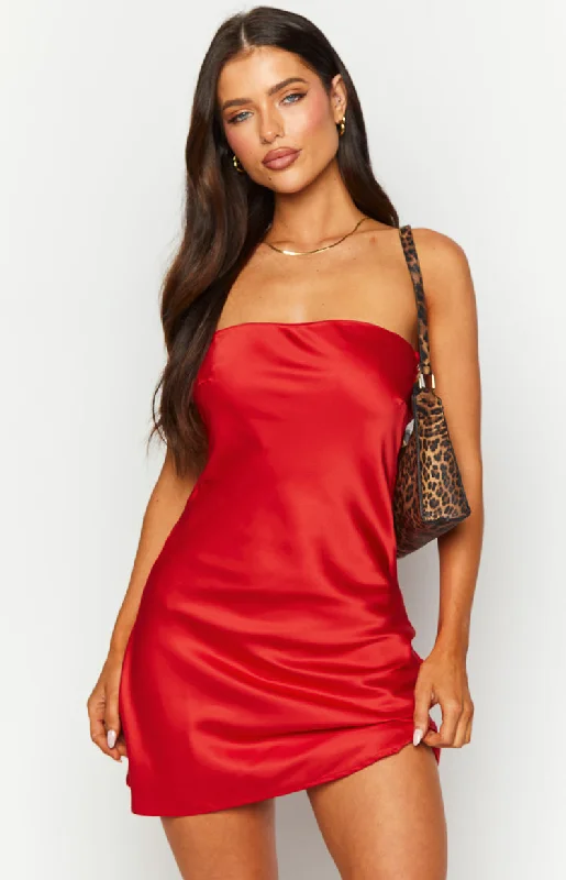 Ellie Red Strapless Mini Dress Classic Floral Print Mini Dress