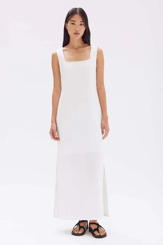 Georgina Linen Maxi Dress Fashionable High-Low Maxi Dress