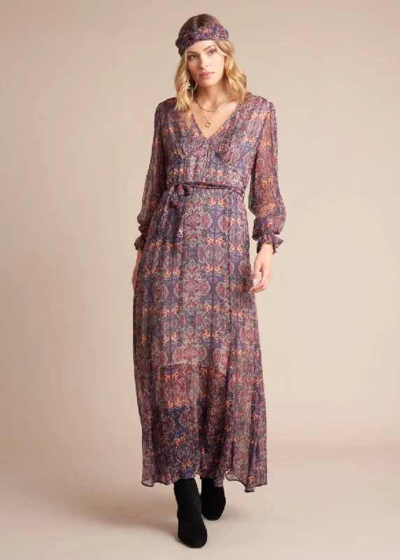 GYSETTE OPHIA MAXI DRESS NAVY WILD NERIU Comfortable Bohemian Maxi Dress