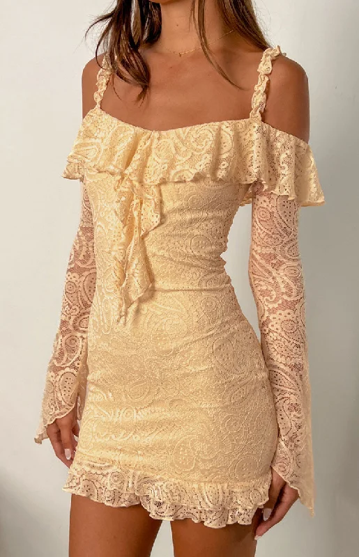 Harlow Cream Lace Mini Dress Elegant Vintage Mini Dress