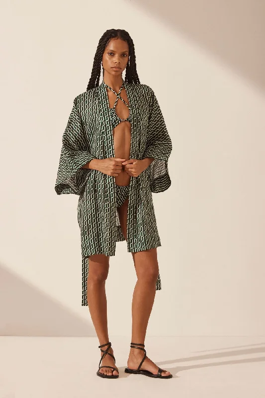 IDA LINEN ROBE MINI DRESS Cozy Jersey Mini Dress