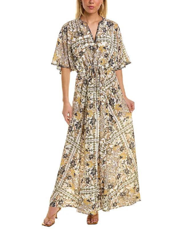 Johnny Was Cruz Silk Maxi Dress Chic Summer Floral Maxi Dress