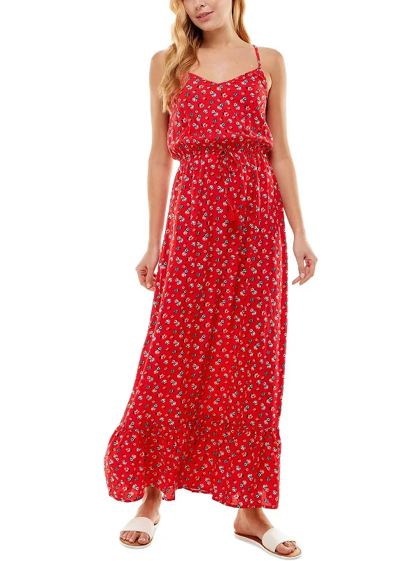 Juniors Womens Floral Criss Cross Maxi Dress Elegant Maxi Dress with Lace