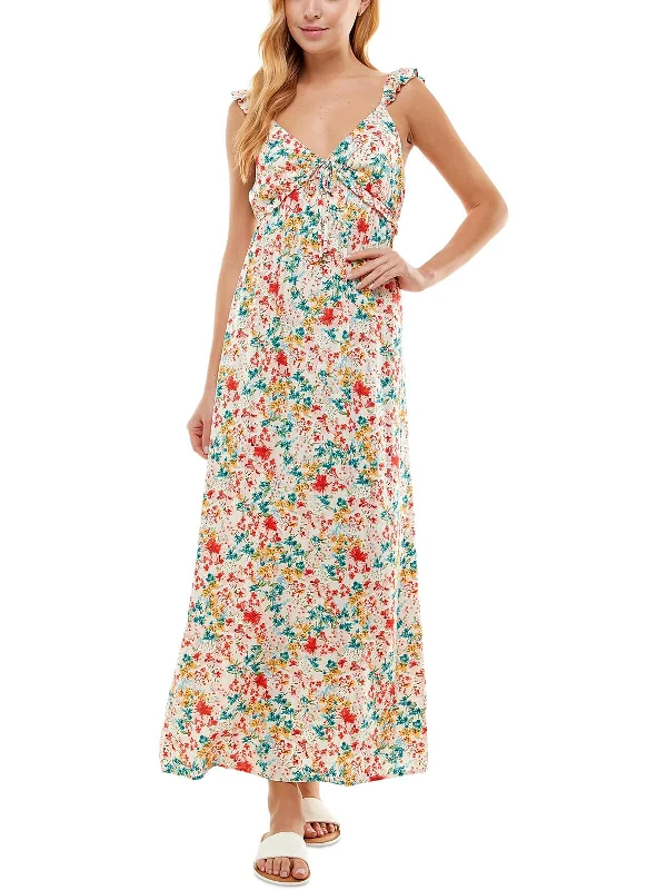 Juniors Womens Floral Print Long Maxi Dress Stylish A-Line Maxi Dress