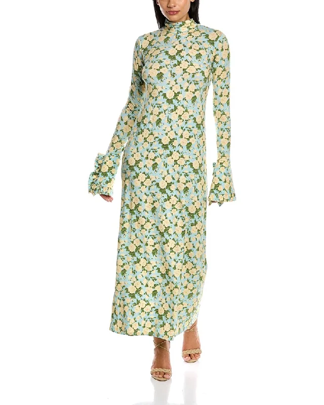 Les Reveries Ruffle Cuff Maxi Dress Stylish Boho Chic Maxi Dress