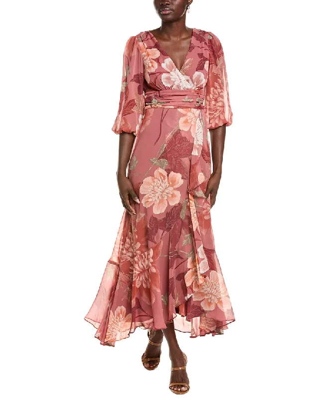Maison Tara Chiffon Maxi Dress Trendy Short Sleeve Maxi Dress