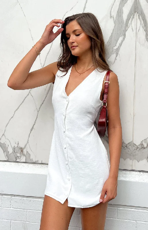 Maurice White Button Up Mini Dress Elegant Floral-Print Mini Dress
