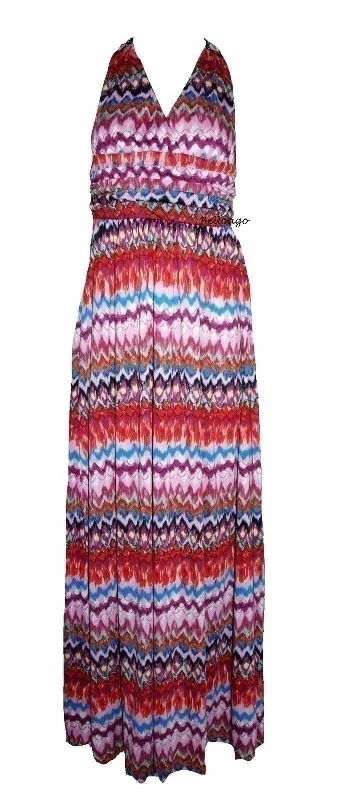 Meghan LA Women's Beaded Embroidery Boho Print Halter Maxi Dress M Trendy Off-Shoulder Ruffle Maxi Dress Meghan LA Women's Beaded Embroidery Boho Print Halter Maxi Dress M Trendy Off-Shoulder Ruffle Maxi Dress