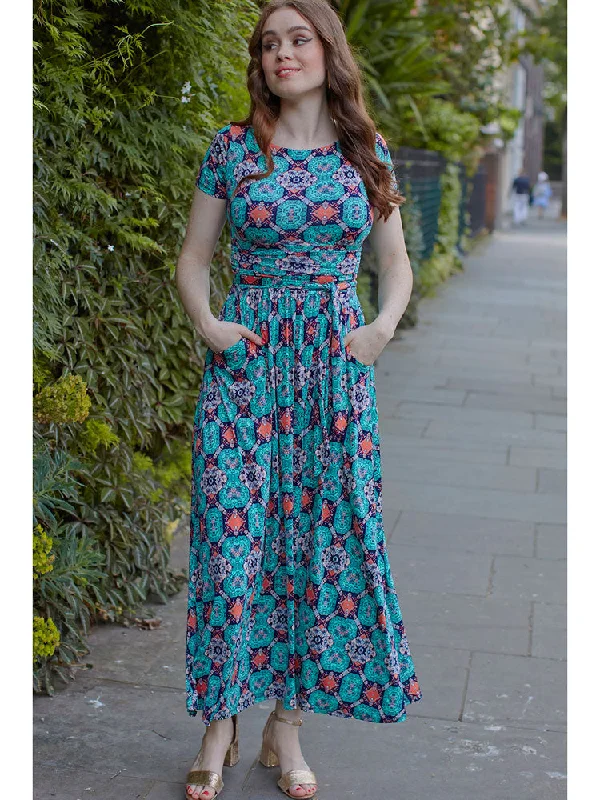 Onjenu Joni Maxi Dress Fonda Blue Cozy Cold-Shoulder Maxi Dress