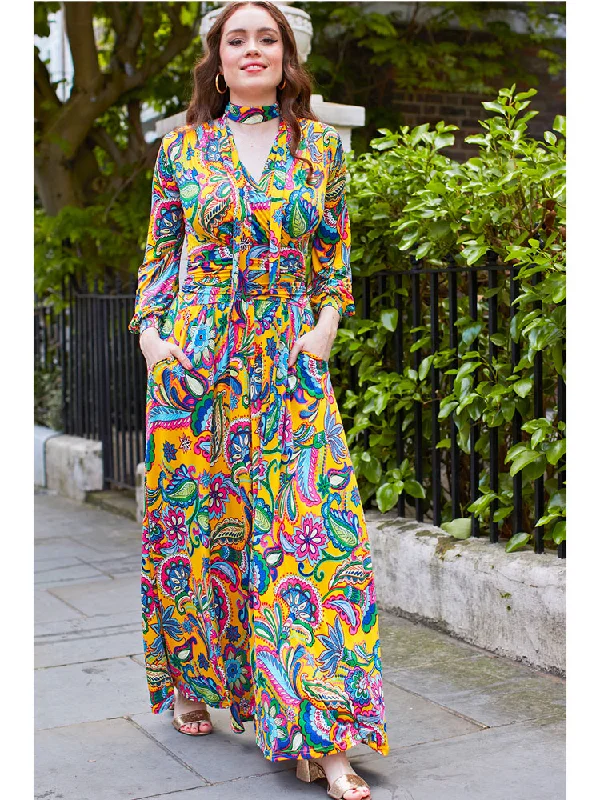 Onjenu Sharon Maxi Dress Carrie Yellow Trendy Satin Maxi Dress