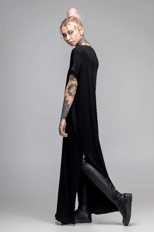 Oversized black maxi dress Elegant Wraparound Maxi Dress