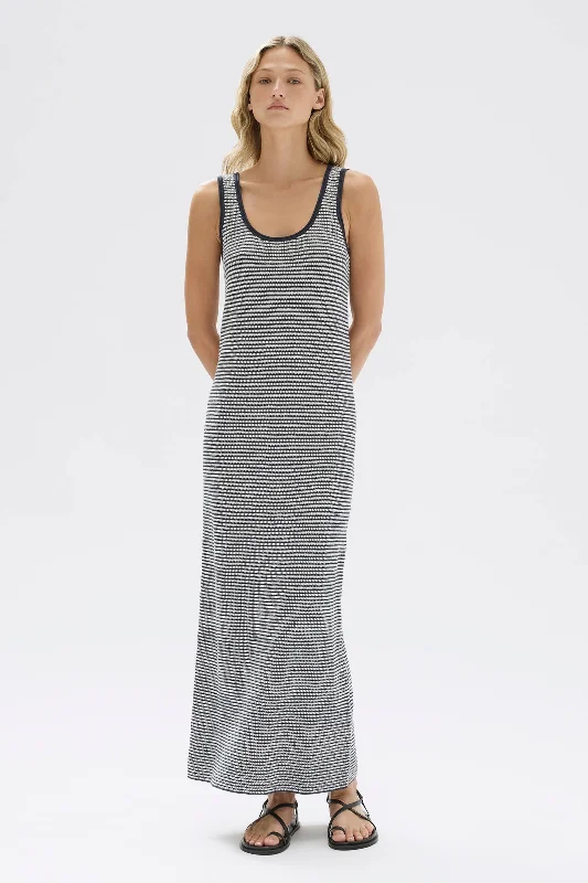 Peri Stripe Knit Maxi Dress Trendy Maxi Dress with Bow