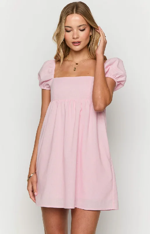 Radient Pink Mini Dress Trendy Tulle Mini Dress
