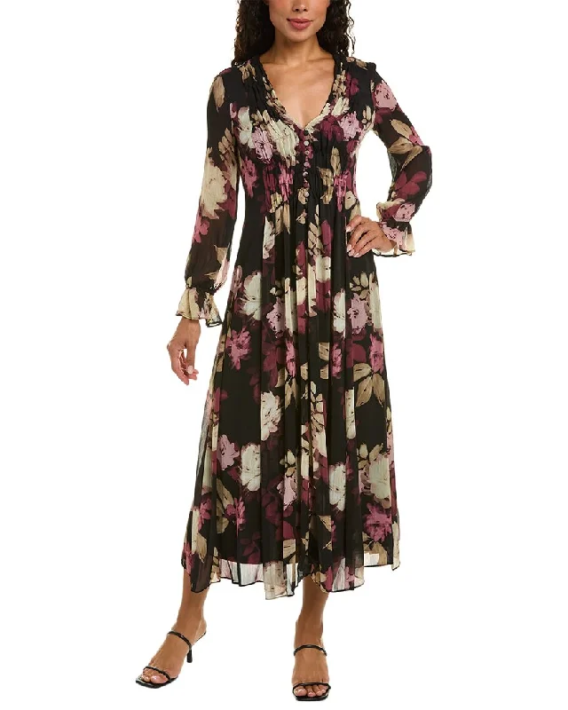 Taylor Smocked Maxi Dress Cozy Ruffle Sleeve Maxi Dress
