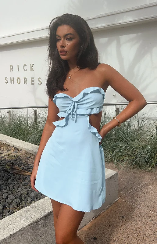 Tenley Blue Strapless Mini Dress Elegant Off-Shoulder Dress Mini