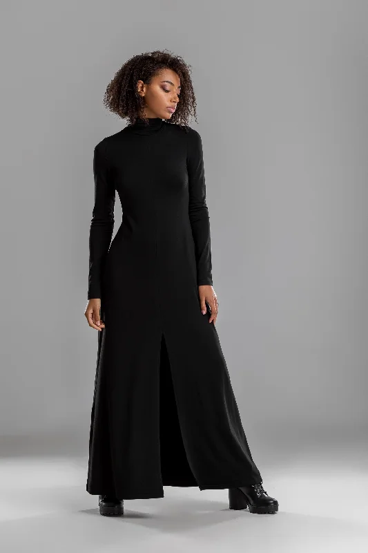 Turtleneck Maxi Dress Cozy Longline Maxi Dress