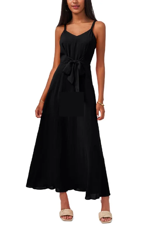 Vince Camuto Women's Tie Front Challis Sleeveless Maxi Dress, BLK, XS Classic Solid Maxi Dress Vince Camuto Women's Tie Front Challis Sleeveless Maxi Dress, BLK, XS Classic Solid Maxi Dress