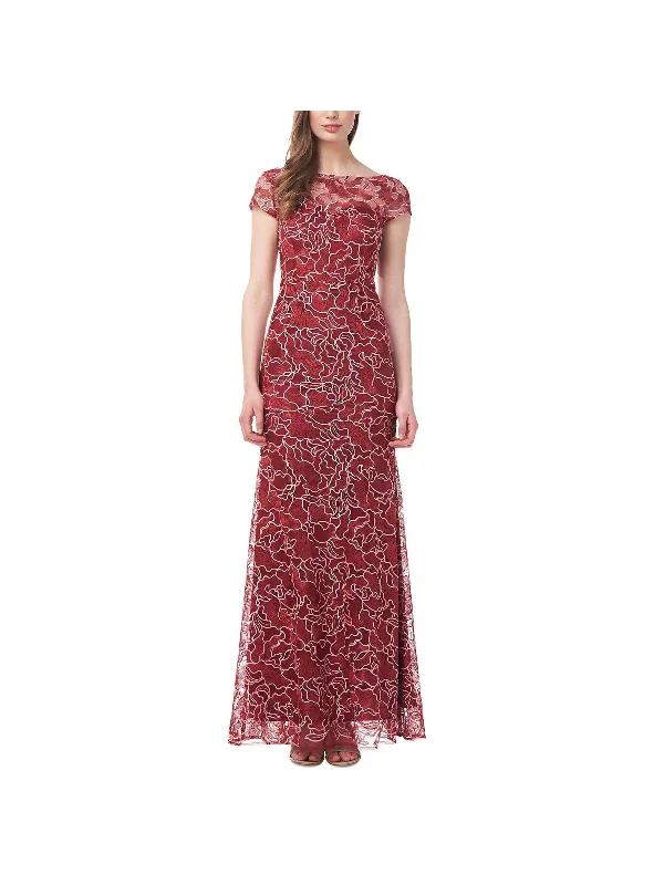 Womens Embroidered Lace Maxi Dress Chic Sleeveless Maxi Dress