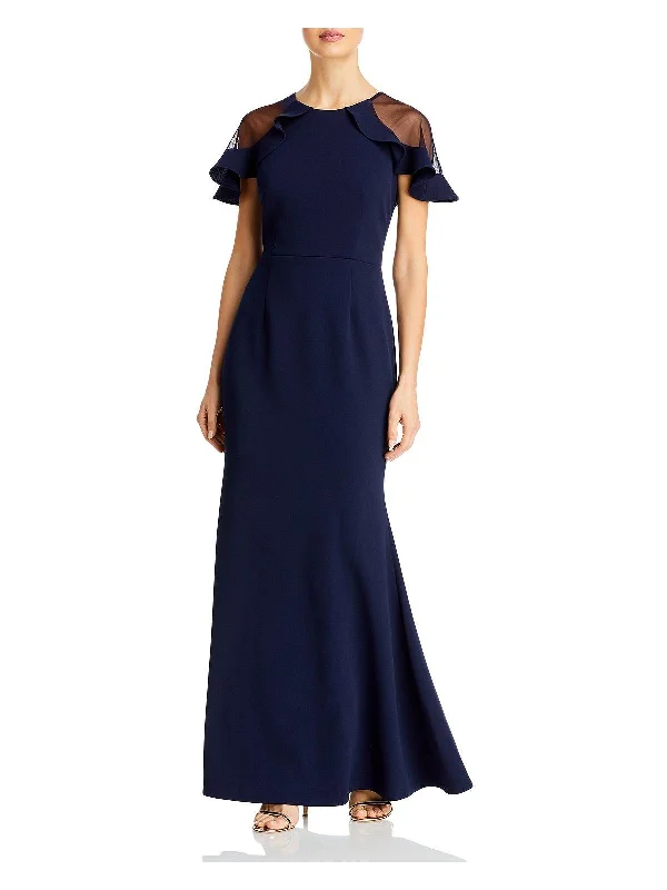 Womens Mush Flutter Sleeve Maxi Dress Comfortable Ruffle Hem Maxi Dress