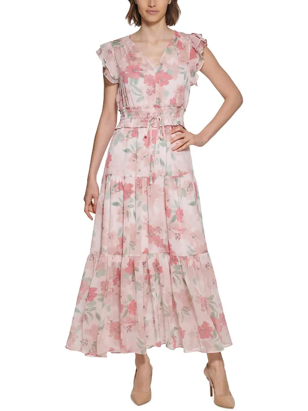 Womens Smocked Long Maxi Dress Cozy Wrap Maxi Dress
