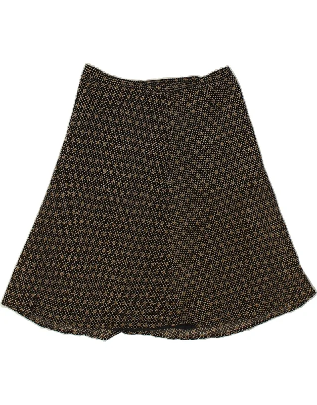 ALBA FORNARI Womens A-Line Skirt IT 46 Large W30 Black Floral Viscose cotton skirt soft