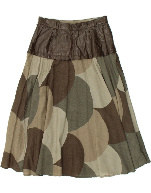 BASILE Womens A-Line Skirt W26 Small Grey Geometric patchwork skirt art
