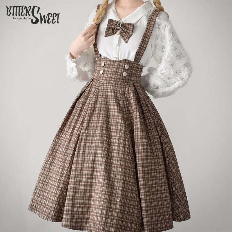 (BuyForMe) BitterSweet~Vintage Lolita Skirt Fishbone Tartan Super High Waist SK lightweight skirt design
