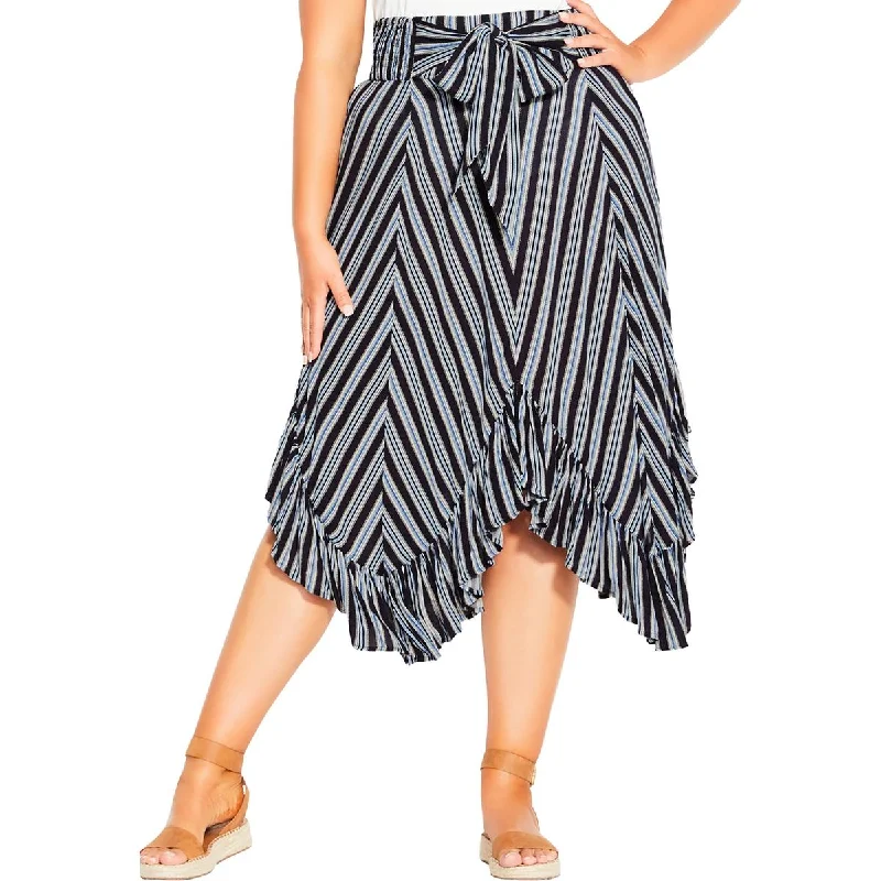 City Chic Womens Plus Asymmetric  Midi Skirt tiered skirt playful
