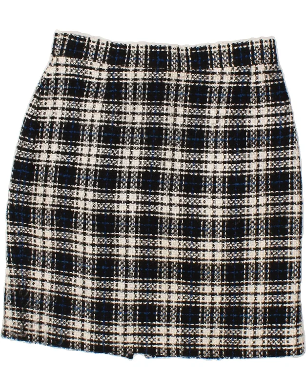 ELEGANCE Womens Pencil Skirt IT 42 Medium W28 Black Check Polyacrylic low waist skirt
