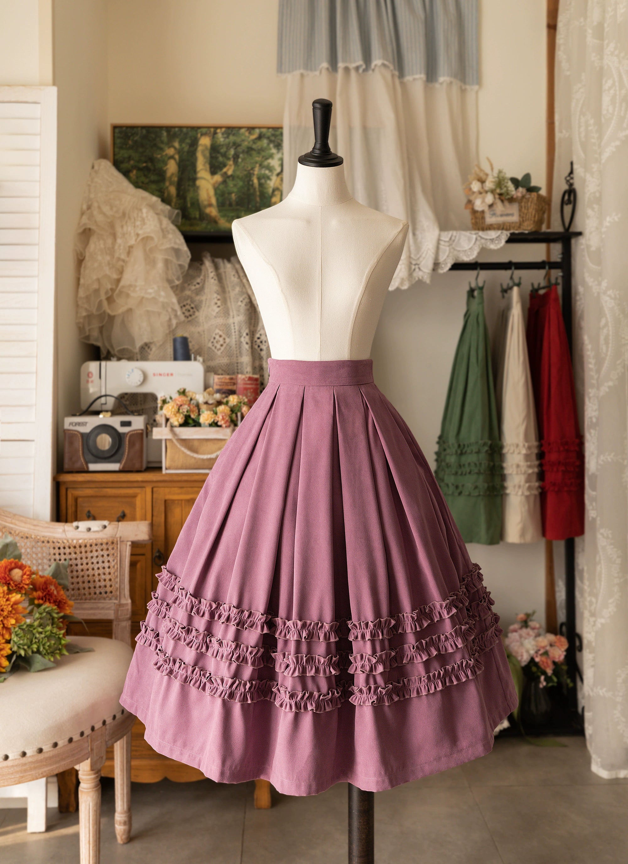 Forest Wardrobe~Forest Basket~Elegant Lolita Skirt Mushroom Edge Skirt Retro Classic a-line skirt cut
