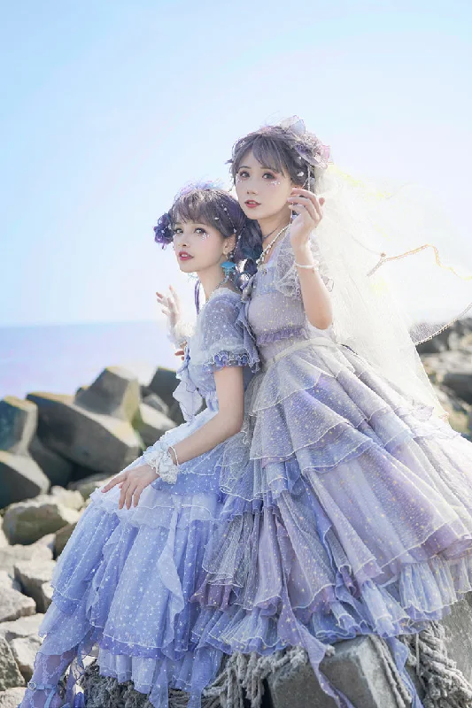 Fantastic Wind~Girl from the Deep Sea~KiraKira Chiffon Gauze Lolita Skirt denim skirt classic