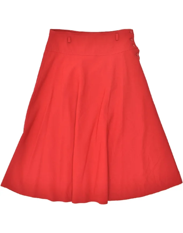 I BLUES Womens High Waist Flared Skirt UK 18 XL W32  Red modal blend skirt
