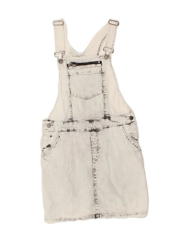 KAPORAL Womens Acid Wash Dungarees Denim Skirt Medium W30 Grey seamless skirt comfort