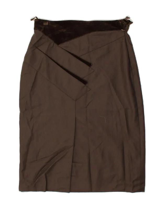 L.PUCCI Womens High Waist Pencil Skirt W30 Medium Brown Virgin Wool linen skirt airy L.PUCCI Womens High Waist Pencil Skirt W30 Medium Brown Virgin Wool linen skirt airy