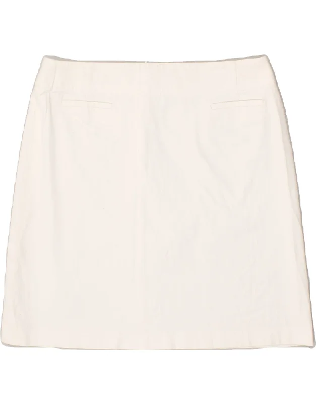 LAUREL Womens A-Line Skirt EU 40 Medium W30 White Cotton denim skirt durable