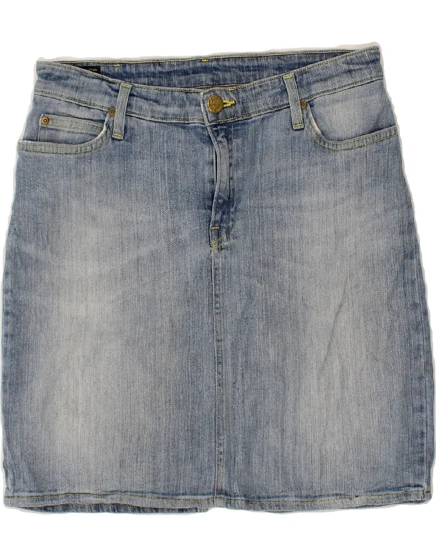 LEE Womens Denim Skirt W30 Medium Blue Cotton satin skirt smooth