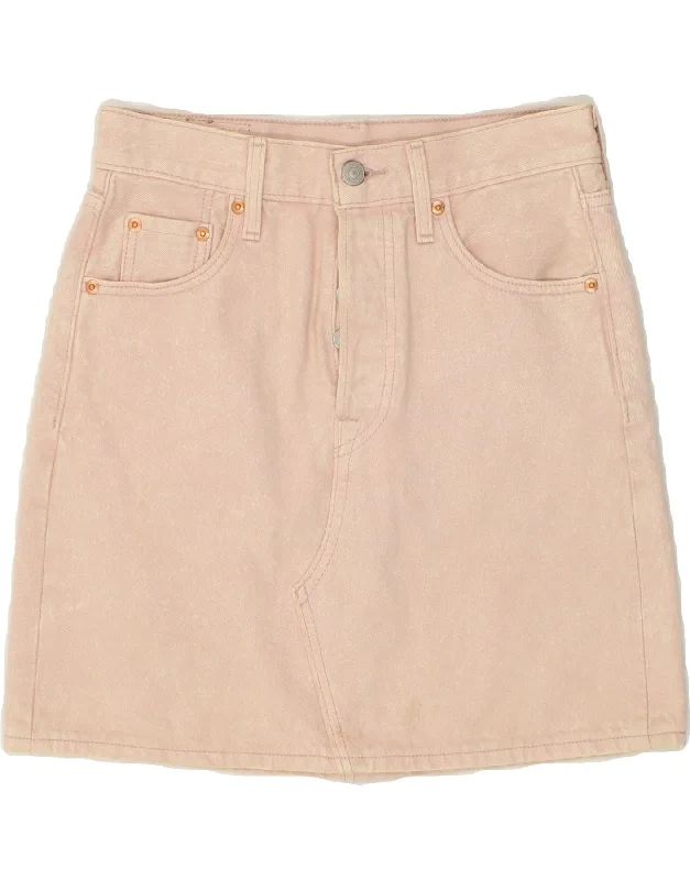 LEVI'S Womens Denim Skirt W26 Small Pink Cotton denim skirt fashionable