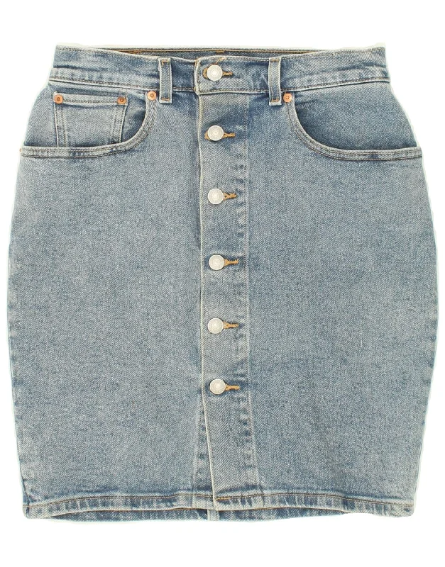 LEVI'S Womens Denim Skirt W27 Small Blue Cotton chiffon skirt airy
