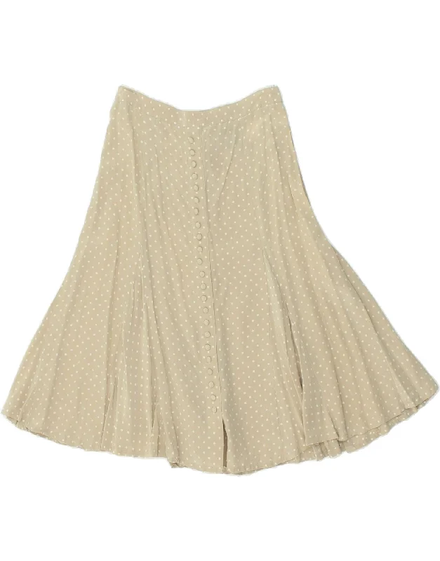 MADELEINE Womens A-Line Skirt UK 10 Small W26  Beige Polka Dot Silk wrap skirt elegant