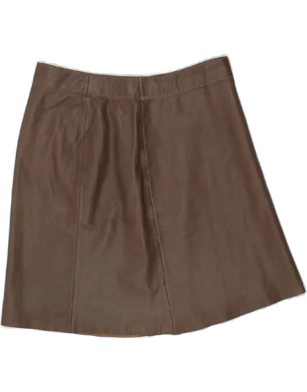 MARCCAIN Womens Leather Skirt W30 Medium Brown Leather flowy skirt hem