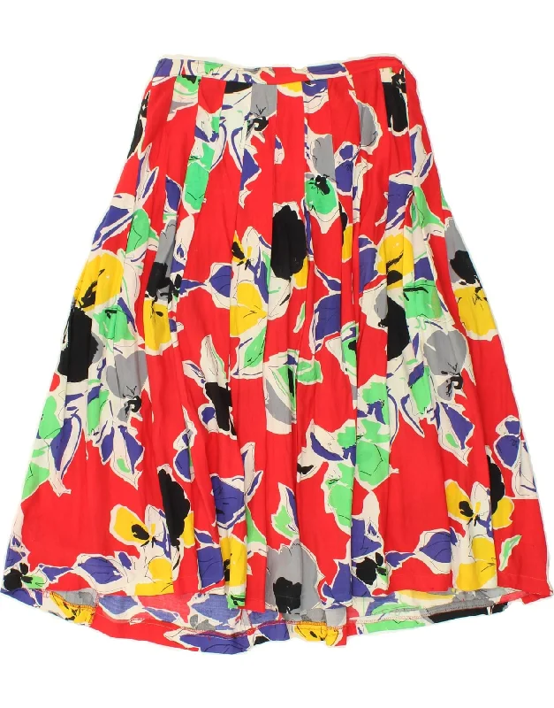 MARINA RINALDI Womens Flared Skirt Size 19 Small W28  Red Floral asymmetrical skirt cut